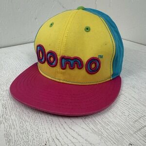 DOMO  Animations Snap Back Baseball Cap Hat Color Block Yellow Blue Pink